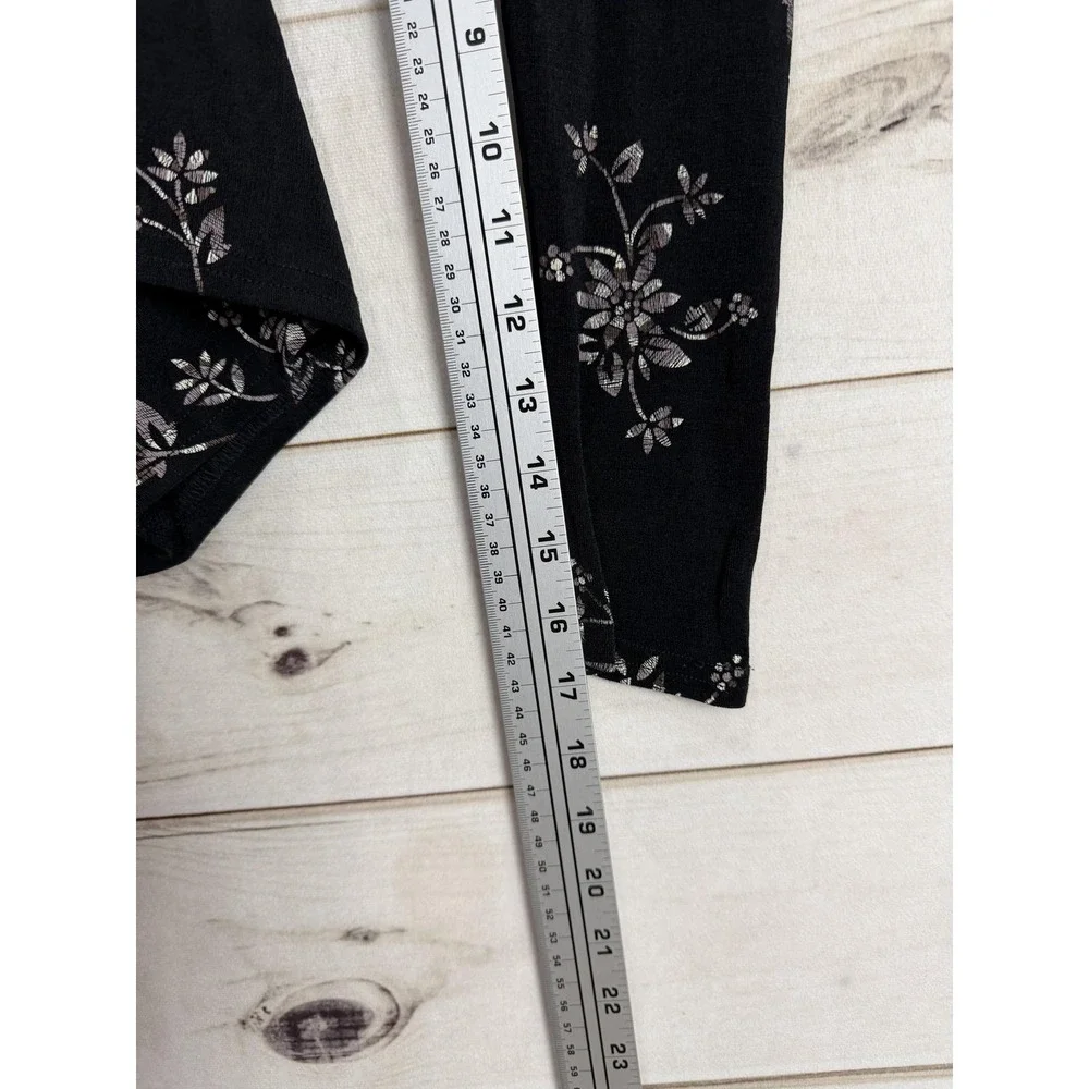 ES SL Top Skirt Set Womens Medium Black Floral Jersey 2 Piece Made USA - Picture 8 of 15